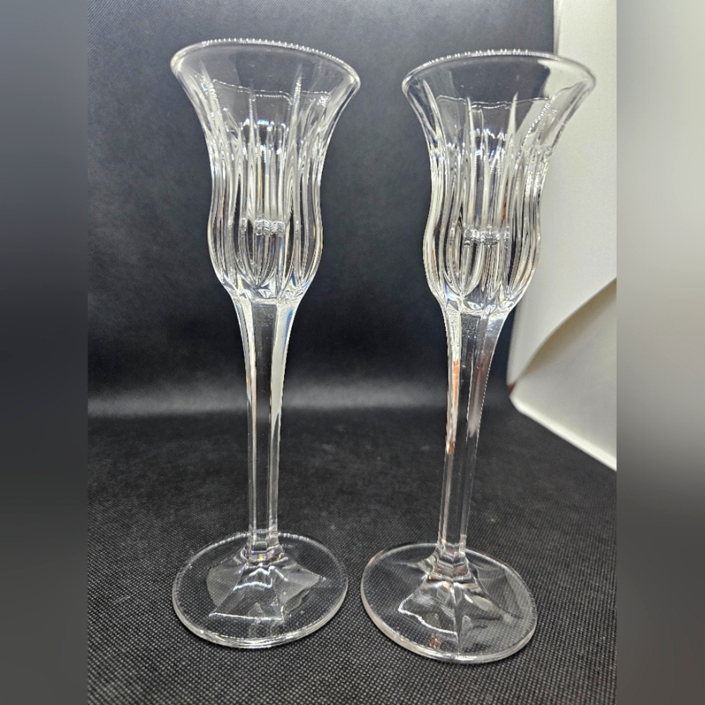Mikasa Crystal Candlestick Holder Pair